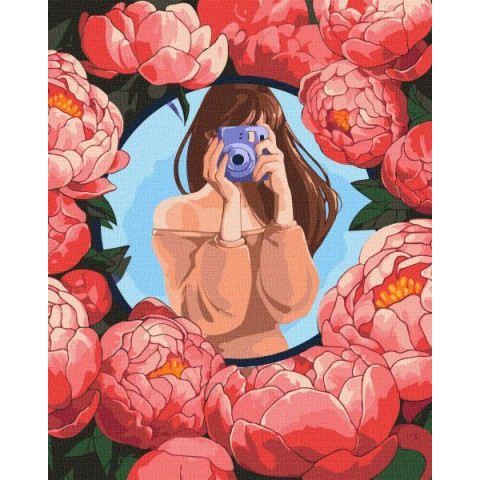 Картина за номерами Люди. Квіткове селфі, 40х50см, в термопакеті, Идейка (KHO4979)