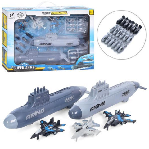 Игровой набор две подводные лодки, самолеты, в кор.42*27*7 см