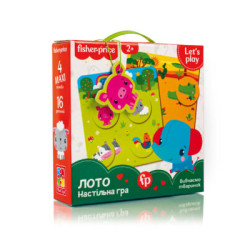 Игра настольная "Fisher Price. Лото. Изучаем животных" (укр), в кор. 23*22*6см, ТМ Vladi Toys, Украина
