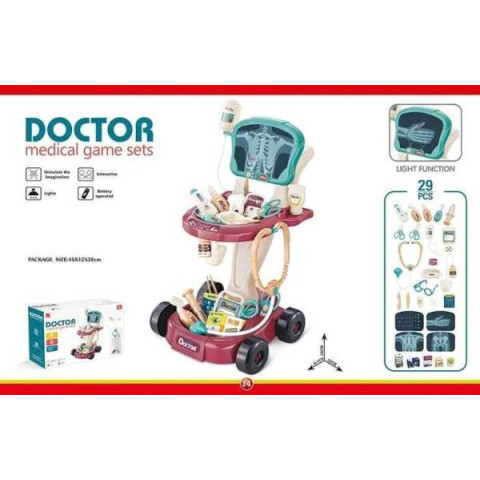 Набір лікаря 29 предметів, "Апарат реабілітації", світло, звук, у кор. 45*32*12см  арт: 660-88