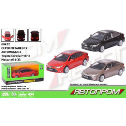 Машина мет. "АВТОПРОМ" 1:33 Toyota Corolla Hybrid, бат., мир., звук, открывающаяся дверь, в корр. 18*8*9см