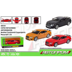 Машина мет. "АВТОПРОМ" 1:32 Bentley Continental GT Supersports, бат., свет, звук, откр.дверь, в кор. 18*9*8см