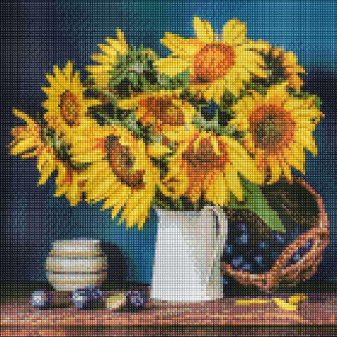 Алмазна мозаїка  Квіти. Яскраві соняшники, 40х40см, полотно на підрамнику, Идейка (AMO7417)