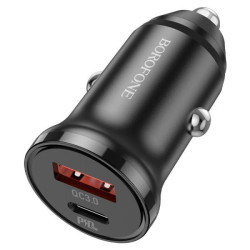 Зарядное устройство для Borofone BZ18A PD20W+QC3.0, 1Type-C/1USB/3A, черный, в кор. 16*9*3см