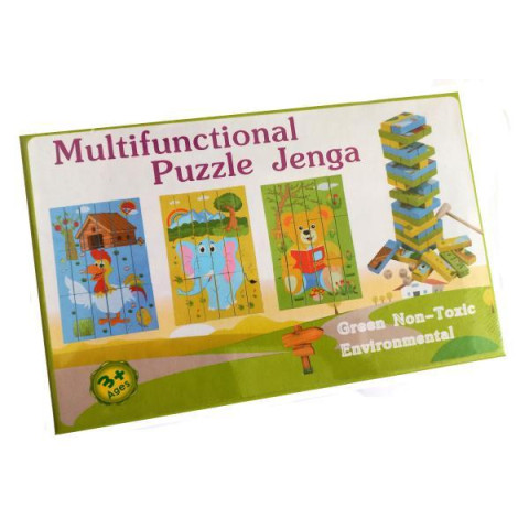 Деревянный джанга-пазл Multifunctional Puzzle Jenga, в кор. 25*16*4см, ТМ Стратег, Украина