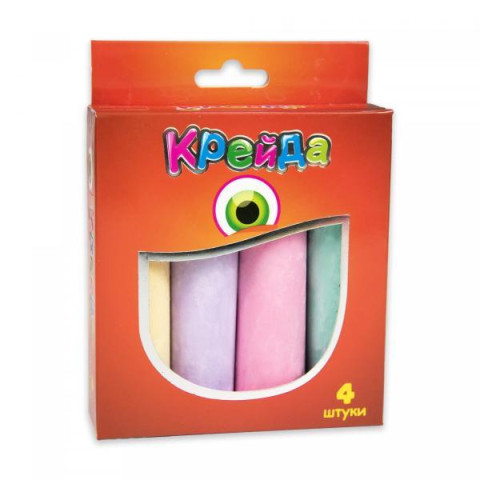 Крейда Велика кругла - 4 штуки різнокольорова, кор. 10*13*3см, ТМ Стратег, Україна