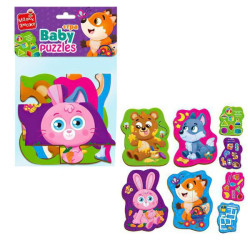 Пазли MAXI картонні з грою Малюк "Лісові звірі" (укр), ТМ Vladi Toys, Україна