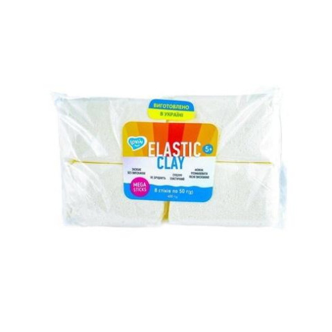 Набір тісто для ліплення Lovin з повітряним пластиліном Elastic Clay white, 50г, OKTO (70165) 