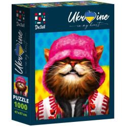 Пазлы "Smiling cat in pink hat", по 1000эл., в кор. 30*24*6см, ТМ Vladi Toys, Украина
