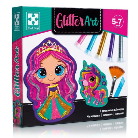 Картина из блесток Glitter Art Сказочные принцессы, укр., в коробке, Vladi Toys (VT4501-10) 