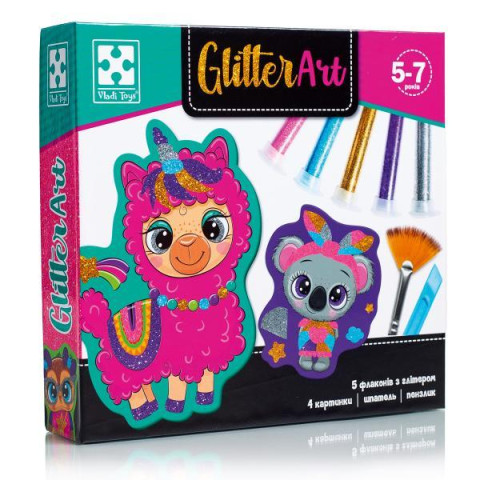 Картина из блесток Glitter Art Блестящие зверята, укр., в коробке, Vladi Toys (VT4501-11) 