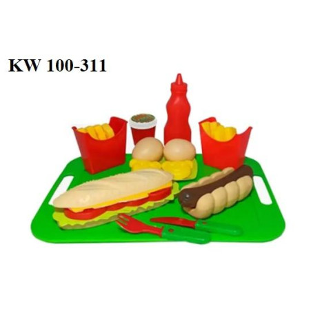 Набір Фаст-Фуд 17предм. на підносі 30*22см, ТМ KINDER WAY, Україна