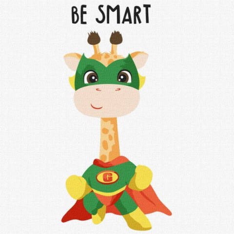 Картина за номерами Тварини. Жирафа-розумник, , 30х30см, в термопакеті, Идейка (KHO6098)