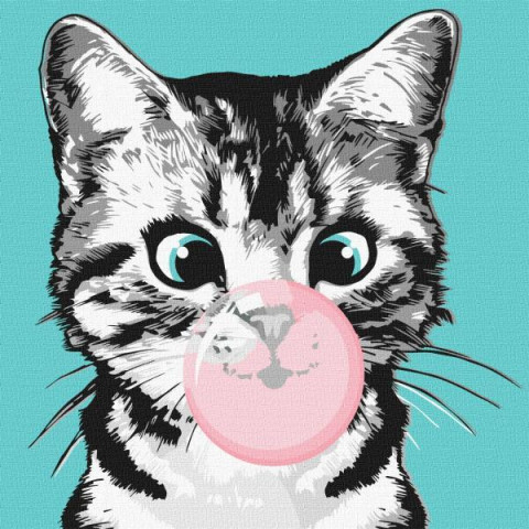 Картина за номерами Тварини. Рожевий міхур, , 40х40см, в термопакеті, Идейка (KHO4464)