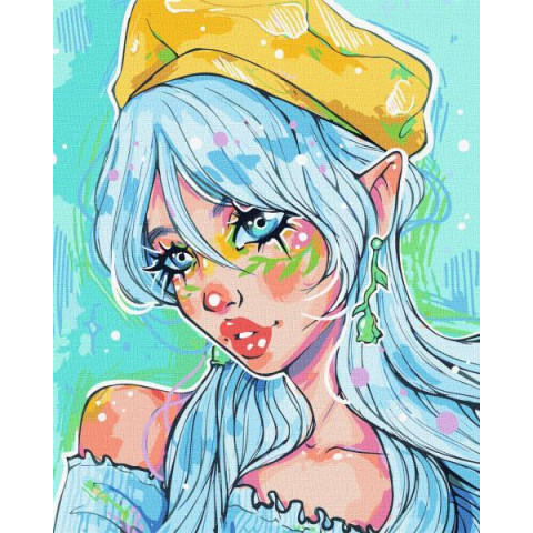 Картина за номерами Люди. Блакитноока модниця, , 40х50см, в термопакеті, Идейка (KHO2547)
