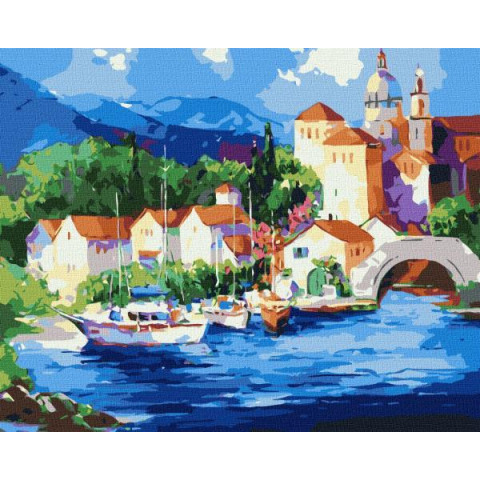 Картина за номерами Морська. Біля підніжжя гір, , 40х50см, в термопакеті, Идейка (KHO2826)