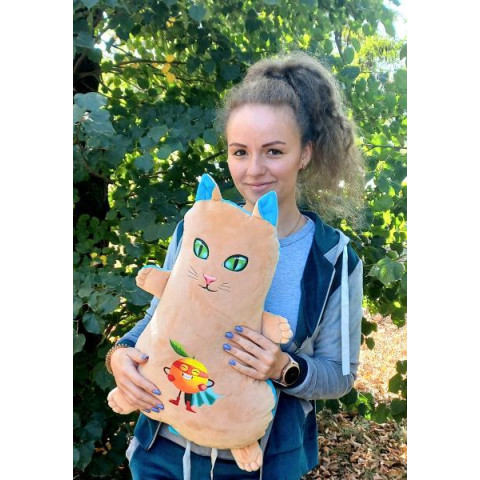 М'яка іграшка -Обіймашка Кішка Кетрін 55см Бежево-Блакитний, Drimka (KETRINбеж-голубой)