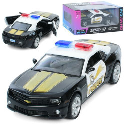 Машина АвтоМир, Chevrolet Camaro, металл, инерция, полиция, 12см, открываются двери, резиновые колеса, в кор. 15,5*7*7см
