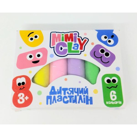Набір дитячий пластилін Mimi clay великий, укр., 6 кольорів, Strateg (30423S) 