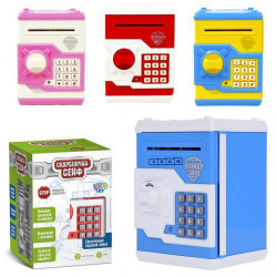 Копилка сейф, 18см, затягивает купюры, микс видов, звук, свет, бат., в кор. 13,5*19*14см