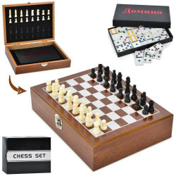 Настольная игра 2в1, шахматы, домино, в кор. 26*20*6,5см