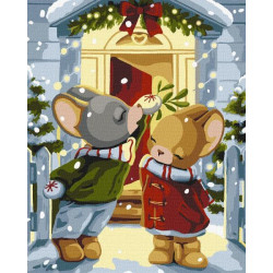 Картина по номерам Животные. Под омелой, , 40х50см, в термопакете, Идейка (KHO6552)