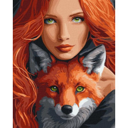Картина по номерам Люди, Животные. Огненная лиса, , 40х50см, в термопакете, Идейка (KHO8320)