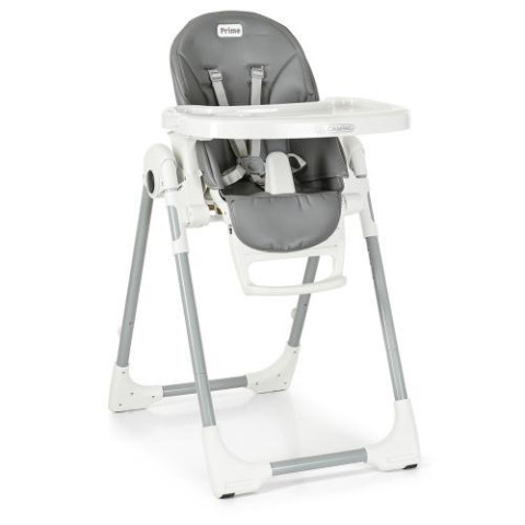 Стульчик EL CAMINO PRIME Gray для кормления, 2 колеса, регул.высота и спинка, экокожа, серый, в кор. 60*57*30см