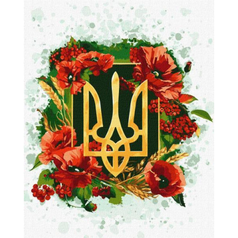 Картина по номерам Патриотическая. Цветущий трезубец, 40х50см, термопакет, Идейка (KHO5009)