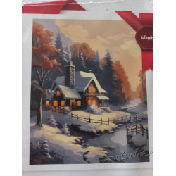 Картина за номерами Зимові та новорічні сюжети. Зимовий будиночок, 40х50см, термопакет, Идейка (KHO6333)