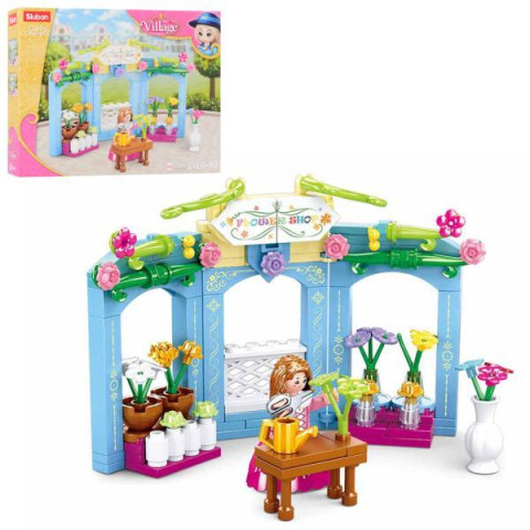 Конструктор SLUBAN цветочный магазин, фигурки, 154дет, в кор. 24*19*4,5см