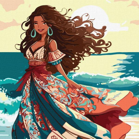 Картина по номерам Люди. Красавица на побережье, 40х40см, термопакет, Идейка (KHO8332)