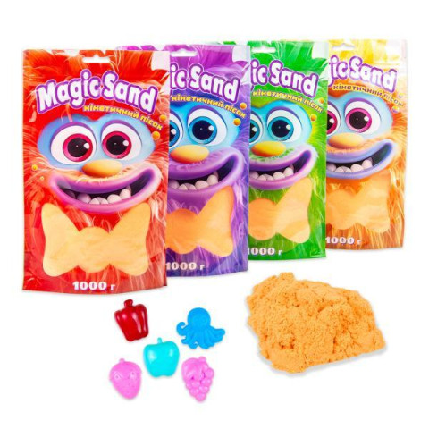 Magic sand у пакеті помаранчевий, 1кг, пак. 25*14см, ТМ Стратег, Україна
