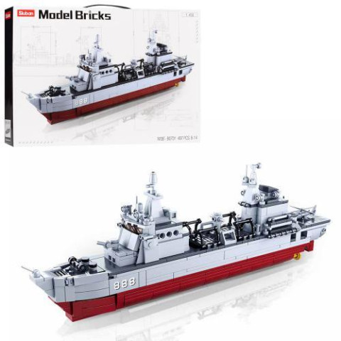 Конструктор SLUBAN военный корабль, 1:450, самолет, 497дет, в кор. 47,5*33,5*7см