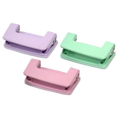 Дырокол 10 листов, пастельные цвета 12шт/уп