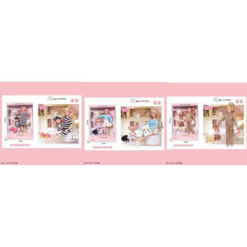 Лялька 29см, мікс 3 види, матуся, немовля, аксес, кор. 25*36*6см