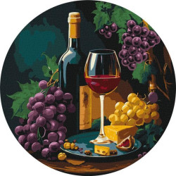 Картина по номерам Натюрморты. Изысканная дегустация, Круглый подрамник, d39см, термопакет, Идейка (KHO-R1009)