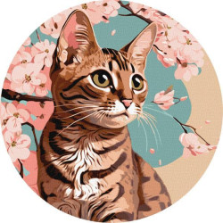Картина по номерам Животные. Волшебный котенок, Круглый подрамник, d39см, термопакет, Идейка (KHO-R1012)
