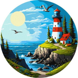 Картина за номерами Морська. Захоплюючий вигляд, Круглий підрамник, d39см, термопакет, Идейка (KHO-R1027)