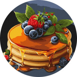 Картина за номерами Натюрморти. Апетитні панкейки, Круглий підрамник, d33см, термопакет, Идейка (KHO-R1034)