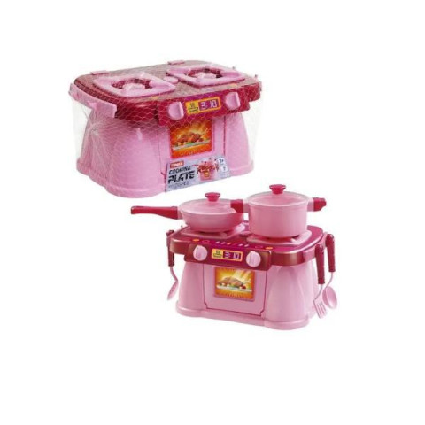 Набір посуду 7 персон, рожевий Cooking Plate with dishes 7 psc, сітка 26*15*20см ТМ Юніка, Україна