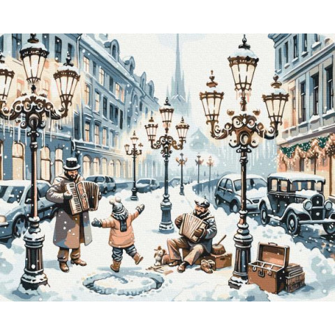 Картина за номерами Міста. Якось на засніженій вулиці, 40х50см, термопакет, Brushme (BS53841)