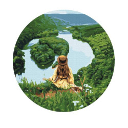 Картина за номерами Пейзаж. Погляд на гармонію, Oksana Ermoshenko, Круглий підрамник, d40см, термопакет, Brushme (RC00070L)