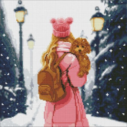 Алмазная мозаика без подрамника "Зимний город" с АВ стразами 40х40см, блистер, ТМ Идейка, Украина