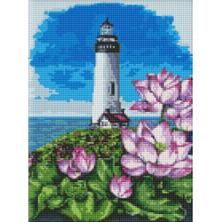 Алмазная мозаика "Маяк с лотосами" 30х40см, в термопакете, ТМ Идейка, Украина