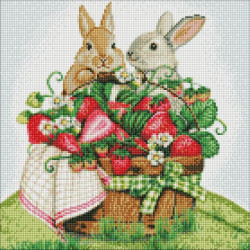 Алмазная мозаика "Кролики на пикнике" 40х40см, в термопакете, ТМ Идейка, Украина