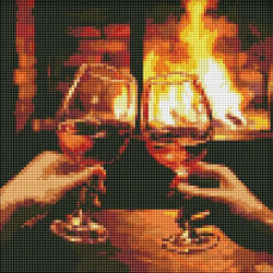 Алмазная мозаика "Греемся у камина" 30х30см, в термопакете, ТМ Идейка, Украина