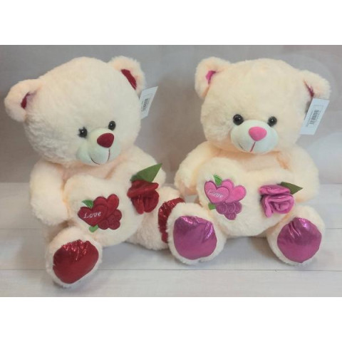 Мягкая игрушка Медведь с сердцем, муз. 30см
