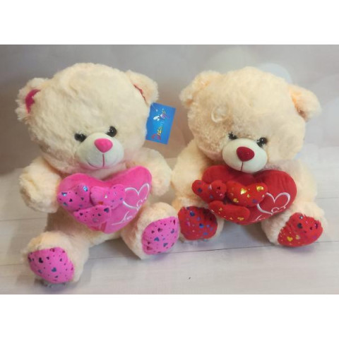 Мягкая игрушка Медведь с сердцем, 30см муз.