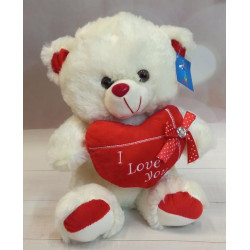 Мягкая игрушка Медведь с сердцем, муз. 30см
